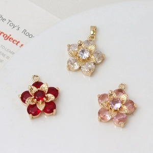Exquisite gold plated sunflower pendants set with colorful zircon for DIY jewelry crafts