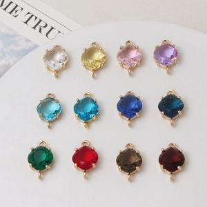 Pendentifs Connecteurs en Cuivre Plaqué Or Forme Losange Bijoux DIY Gemme Colorée Taille Coussin Double Boucle Artisanat