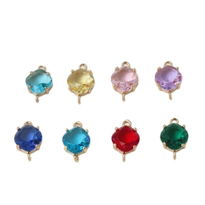 Lot de 8 breloques colorées en forme de losange à facettes avec cadres dorés pour bijoux