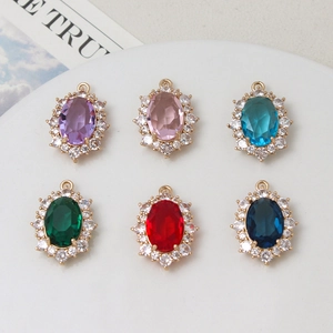 6 bunte 10x14mm Kristallanhänger mit Goldbeschichtung für DIY Schmuckherstellung im Set