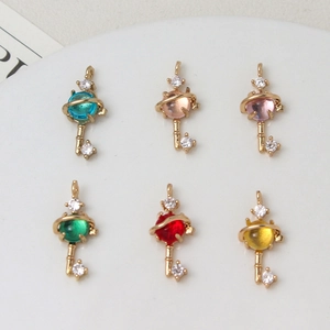 Kreatives Design Schlüssel Planet Anhänger Für Schmuckherstellung DIY Koreanische Fantasie Universum Kupfer Glasur Zirkonia Anhänger