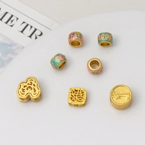 Gold plated enamel tulip and butterfly beads collection for DIY jewelry making