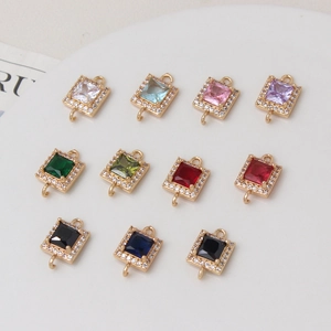 Zirkonia-Quadrat-Anschlüsse in 11 Farben für DIY-Schmuckherstellung und Armbänder