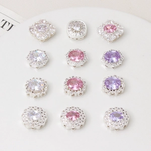 Perla Distanziatrice con Fori Multipli in Rame Placcato Argento Zirconia DIY Ciondolo Connettore per Bracciale