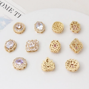 Selection of multi-shape 18K gold-plated copper charms with sparkling zircon inlays