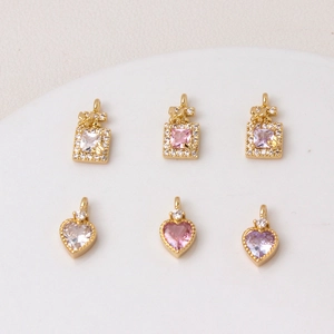 DIY Copper Gold Plated Heart Perfume Bottle Zirconia Charm Pendant For Jewelry Making Necklace Bracelet Butterfly Bee Decor