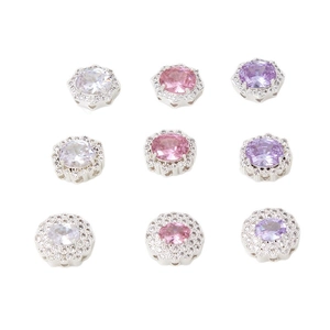 Distanziatori in rame placcato argento con zirconi micro-pave in tre colori per gioielli