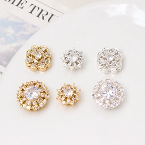 Luxus Kupfer 14K Vergoldet Zirkonia Rund Schneeflocke Blume Zwischenperlen Für DIY Schmuckherstellung Armband Halskette Anhänger