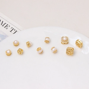 18K gold plated geometric spacers with natural freshwater pearls for DIY jewelry making