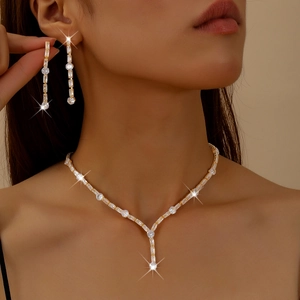 Koper Zirkonia Bloem Ketting En Oorbellen Sieradenset Goud Zilver Vergulde Blad Oorbellen Voor Bruiloft Banket Vrouwen
