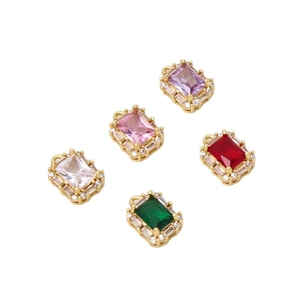 Minimalist gold-plated rectangle zircon pendants in five colors for jewelry making