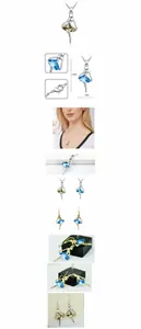 Macro detail of nickel-free hypoallergenic ballerina jewelry with sea blue crystals