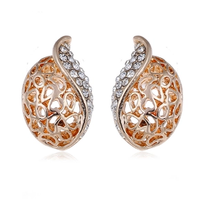 Set di Gioielli in Lega Vintage Con Strass Orecchini e Collana a Forma di Foglia di Cuore Traforata per Donna Regalo San Valentino