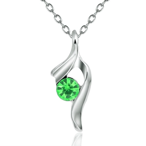 Collier chic en argent S925 avec pendentif pierre verte ronde et finition brillante polie