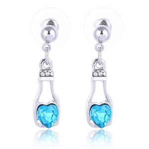 Creatieve Legering Flesvorm Hangoorbellen Hart Glaskristall Ingelegde Strass Oorbellen Voor Vrouwen Sieraden