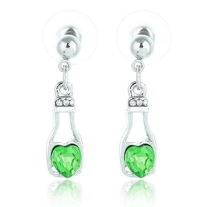 Elegante zilveren hart kristallen oorbellen in parfumfles design met zirkonia
