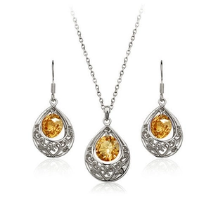Set di gioielli vintage con collana e orecchini in zircone color ambra