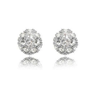 Orecchini a perno con sfera di cristallo scintillante e design pavé di strass argento
