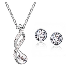 Set gioielli con cristalli, collana a spirale e orecchini a lobo rotondi in argento
