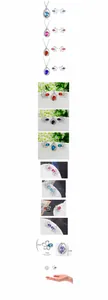 Vue détaillée du parure collier et boucles d'oreilles fleur en cristal avec dimensions