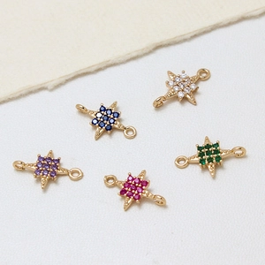 Koperen Micro Zirkonia Ster Zeshoek Connector Hanger Voor DIY Sieraden Maken Kleurbehoud Vergulde Benodigdheden