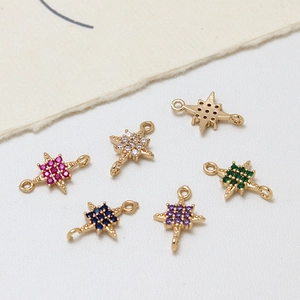 Gouden ster bedeltjes met gekleurde zirkoon voor het maken van DIY sieraden
