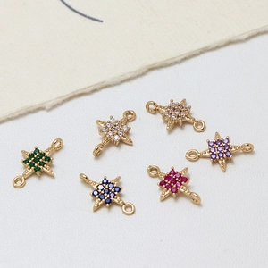 Stervormige connectoren met zirkonia in zes kleuren voor DIY sieraden maken