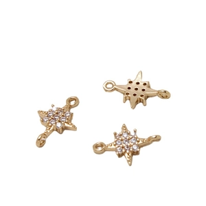 Stervormige gouden hanger met zirkonia pavé voor DIY sieraden maken projecten
