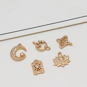Micro-inlaid zircon pendants in moon and flower shapes for DIY jewelry making