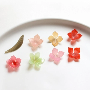 Antieke Stijl Bloem Blad Charms Acryl Legering Kleurrijke Bloemblaadjes Sieraden Maken Voor DIY Haarpeld Oorbellen