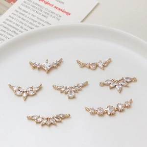 DIY gold plated curved leaf and star zircon charms for necklace and bracelet making