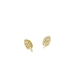 Elegant gold leaf nail art charms with micro-pave cubic zirconia for DIY manicure decor