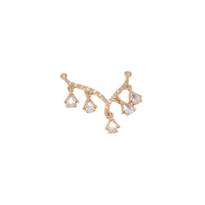 Gold-plated branch pendant with shimmering zircons and five teardrop charms