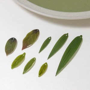 Translucent green leaf charms for DIY hairpins and traditional Chinese jewelry making