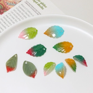Gradient leaf charms for DIY hairpins and jewelry making in various vibrant colors