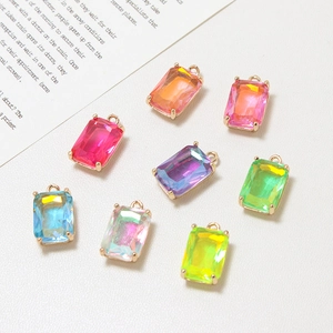 Set di 8 ciondoli rettangolari in cristallo 10x14mm con castoni dorati per gioielli fai-da-te