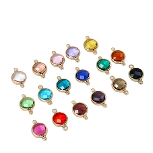 10mm multi-color round gemstone connectors with gold metal frame for DIY jewelry