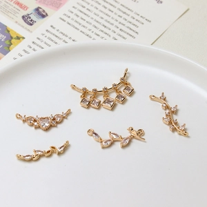 DIY gold plated connectors with micro-pasted cubic zirconia for jewelry making