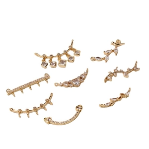 Gold-plated zircon smile and leaf connectors for DIY pearl jewelry and necklaces