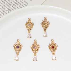 Exquis pendentifs en zircon doré de style palais pour la création de bijoux DIY