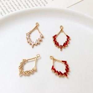 Waterdruppel zirkoon hangers in rood en wit voor doe-het-zelf sieraden en kettingen
