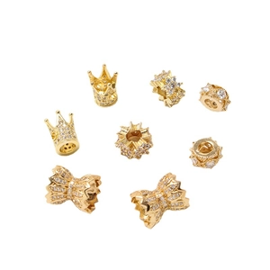 Gold plated copper charms with cubic zirconia for DIY bracelets and jewelry making