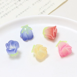 DIY colorful 3D resin rose flower beads for handmade jewelry accessories and crafts