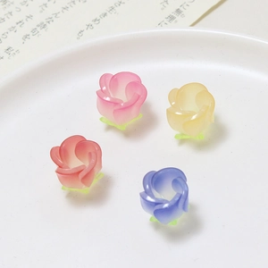 Stereoscopic resin rose flower charms for DIY jewelry making in multiple pastel colors
