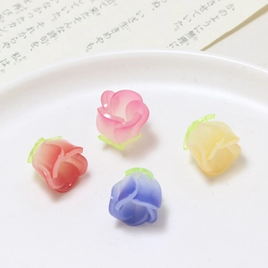 Detailed view of resin rose flower beads for DIY jewelry and hair accessories