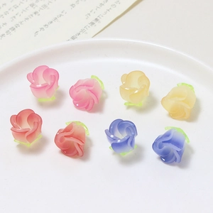 Handmade gradient resin rose beads for DIY earrings and jewelry making in various colors