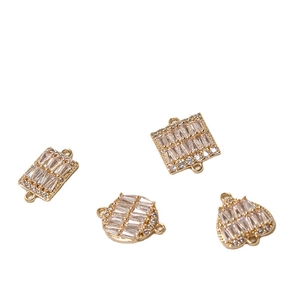 Pendentifs géométriques dorés à double trou avec micro-pavé de zircone pour bijoux DIY