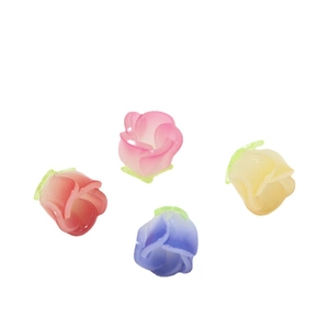 Handmade 3D resin flower charms in pink and blue for DIY earrings and hair accessories