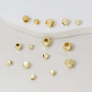 Polished gold plated multifaceted geometric metal spacer beads for DIY jewelry making