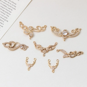 Copper Rhinestone Pendant Connector DIY Jewelry Finding Ancient Style Tassel Multi-Loop Electroplated Decorative Fitting